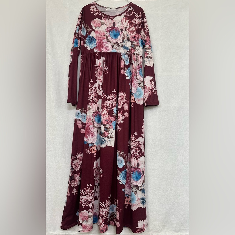 Floral Long Sleeve Maxi Dress Women’s Size XL
